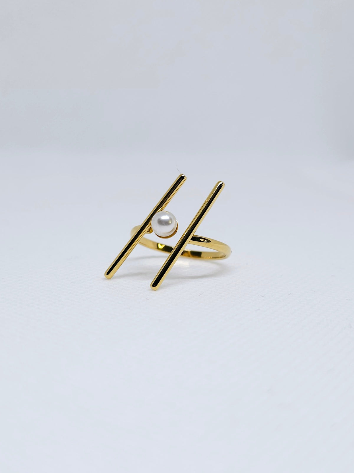 bague perle acier inoxydable femme