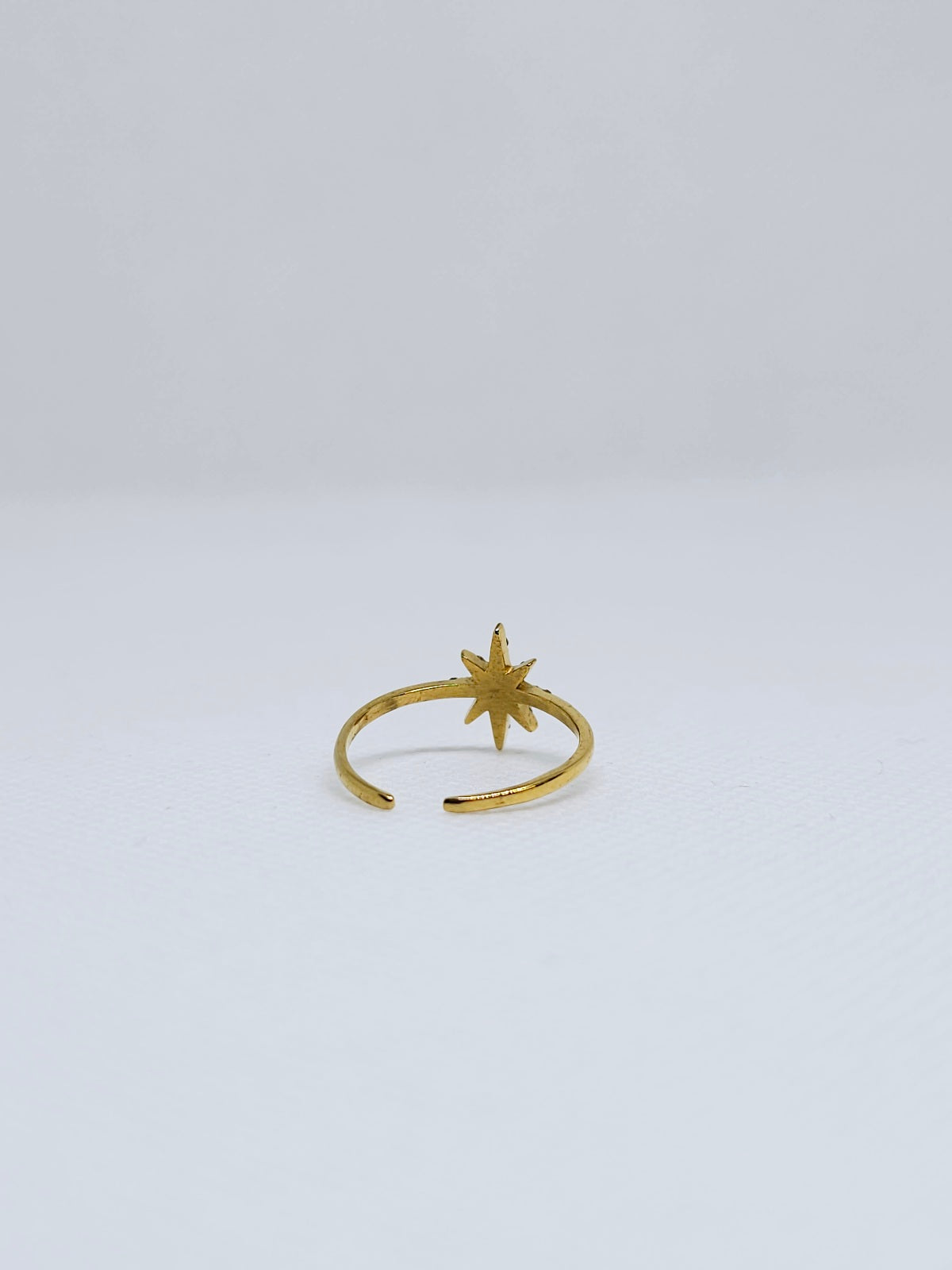 Bague Étoile Dorée Ajustable en Acier Inoxydable avec zirconium