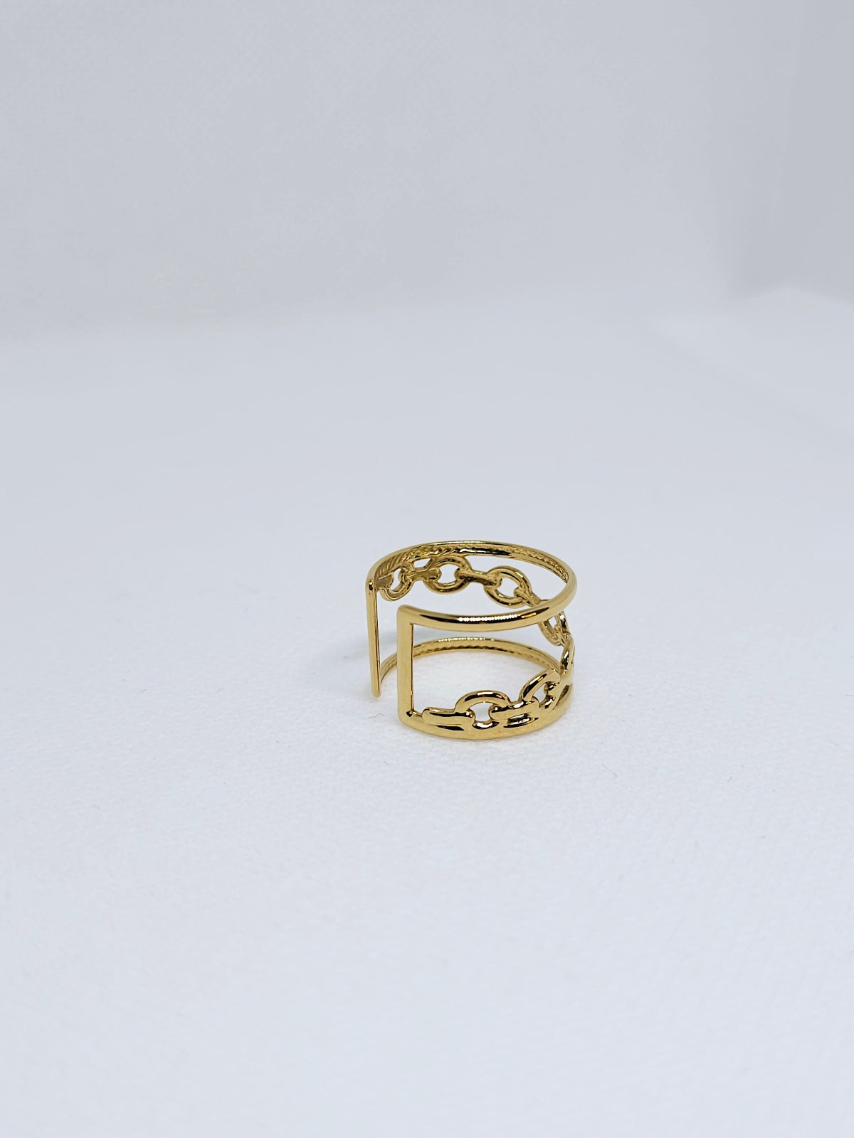 Bague dorée chaîne double élégante