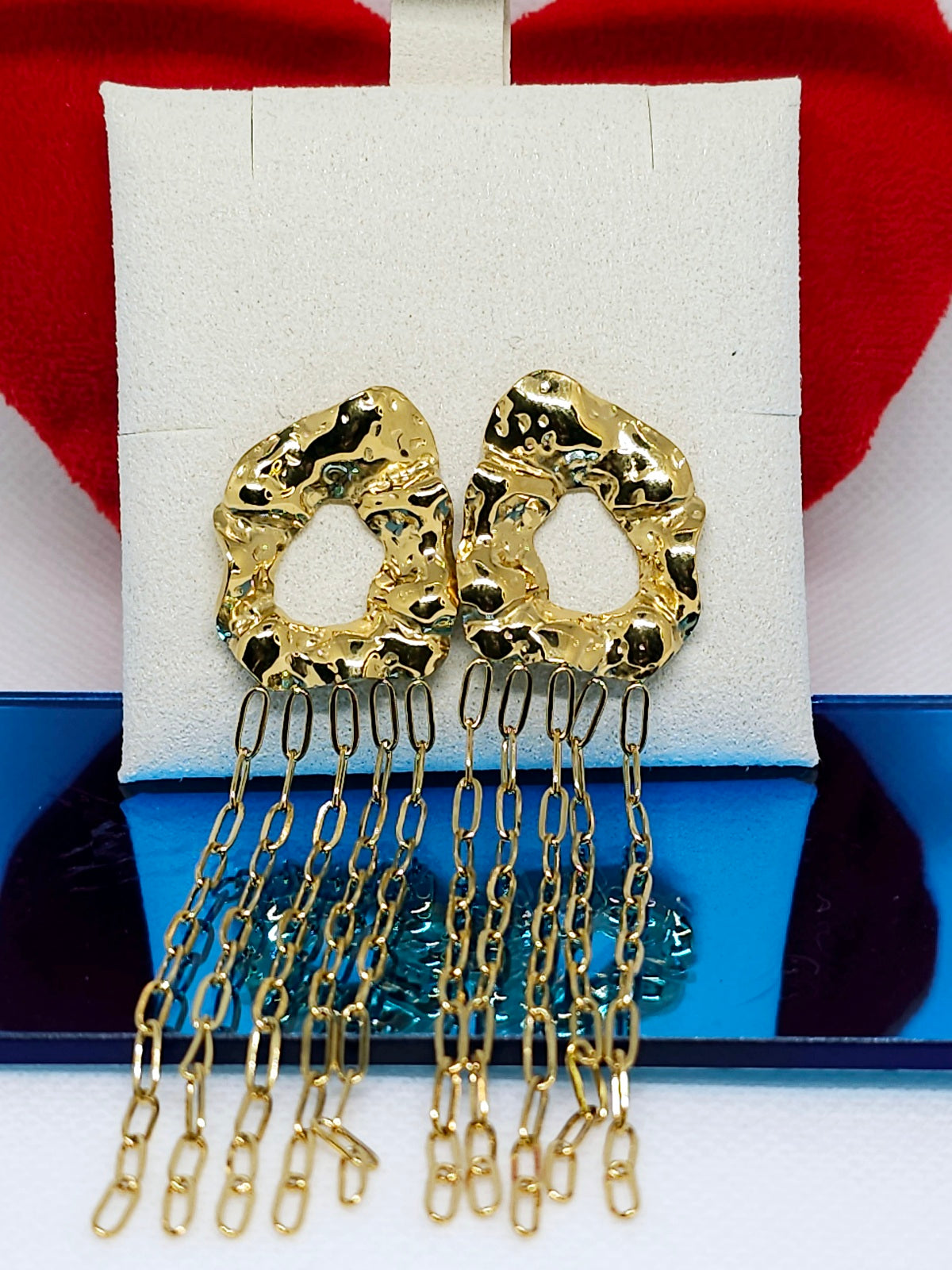 Boucles d'oreilles pendantes dorées femme