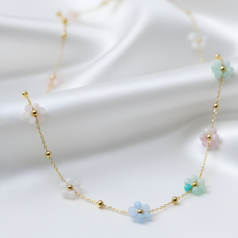 Collier Perle de Poesie En Acier Inoxydable