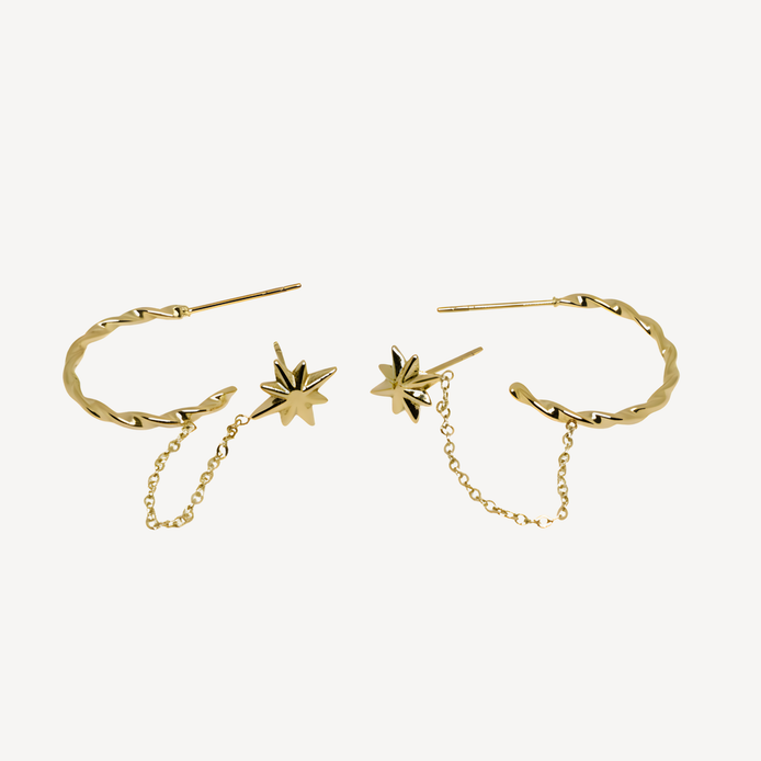 Boucles d’oreilles dorées étoilées élégantes
