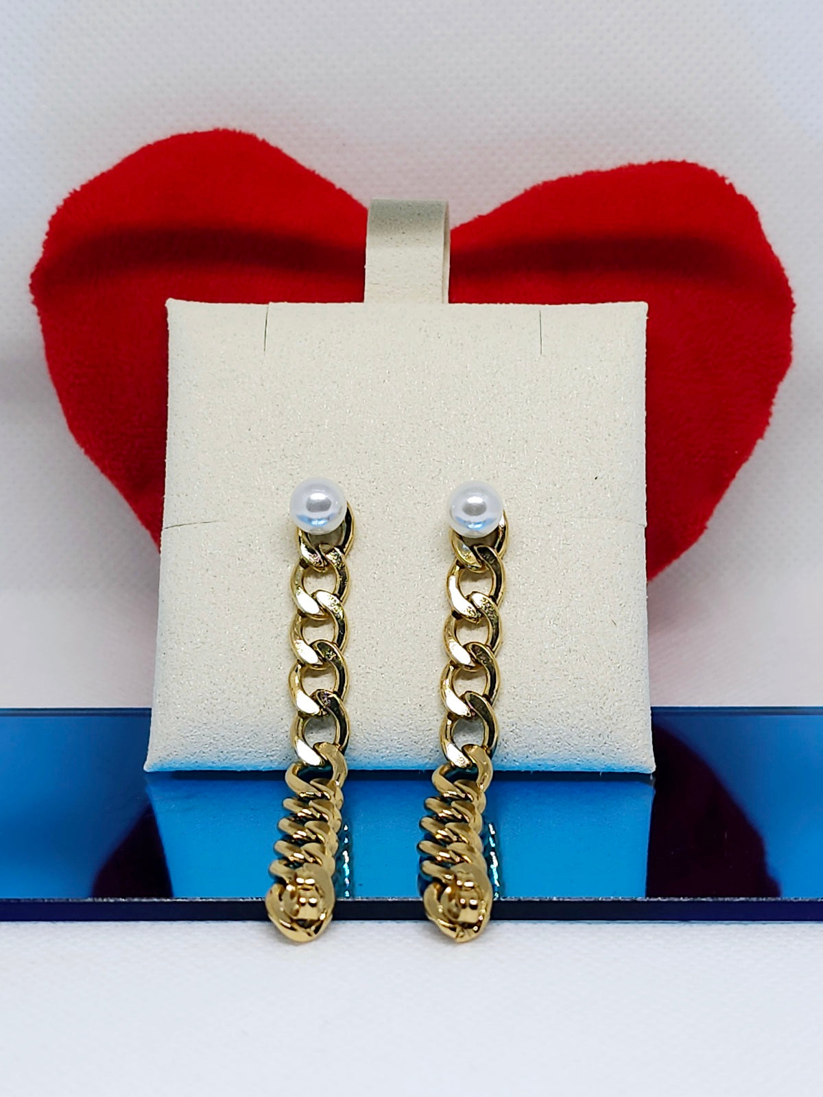 Chloé Golds Pearl Chain Drop Earrings