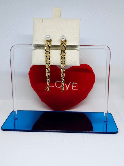 Chloé Golds Pearl Chain Drop Earrings