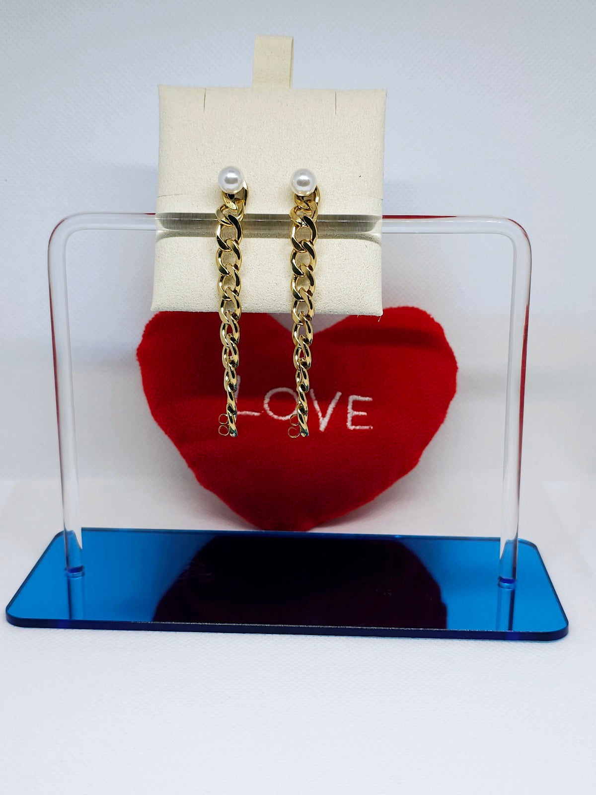 Chloé Golds Pearl Chain Drop Earrings