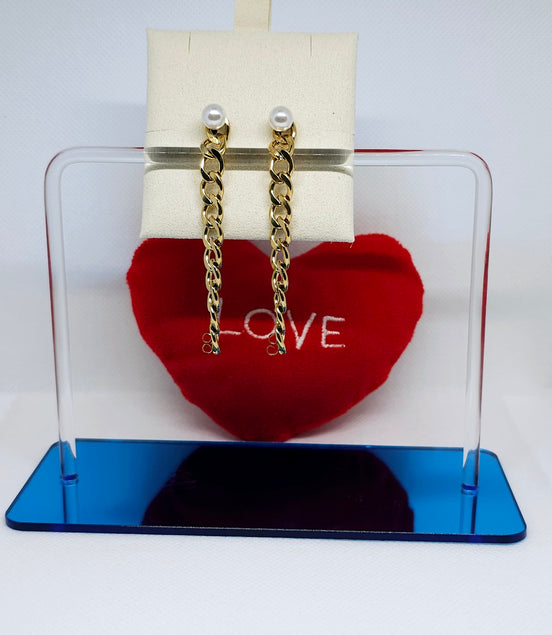 Chloé Golds Pearl Chain Drop Earrings