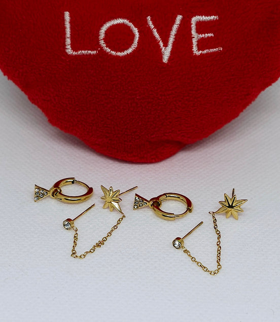 Boucles d’oreilles dorées étoiles chaîne