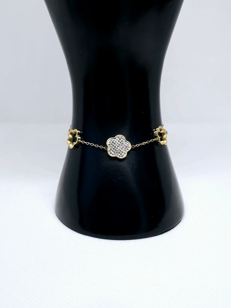 Fleur Élégance Royale™ – Parure Dorée Scintillante
