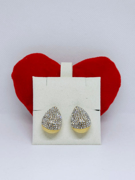 Golden Aura Pavé™ – Boucles d’Oreilles Demi-Lune Scintillante