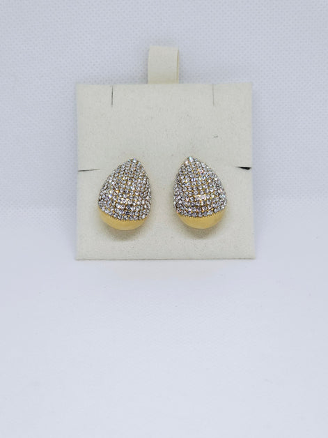 Golden Aura Pavé™ – Boucles d’Oreilles Demi-Lune Scintillante