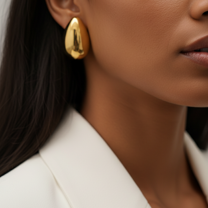 Boucles d’oreilles Sheron en acier doré élégantes.