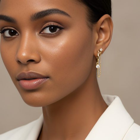 Boucles d’oreilles dorées chaîne élégante