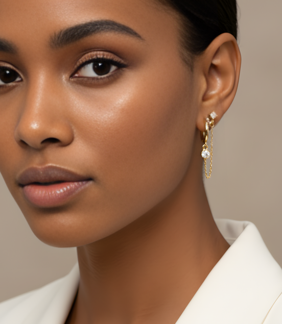 Boucles d’oreilles dorées chaîne élégante