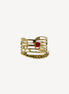 Bague élégante dorée pierre rouge