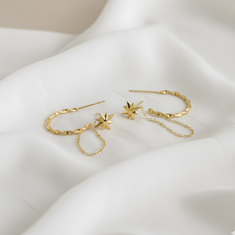 Boucles d’oreilles dorées étoilées élégantes