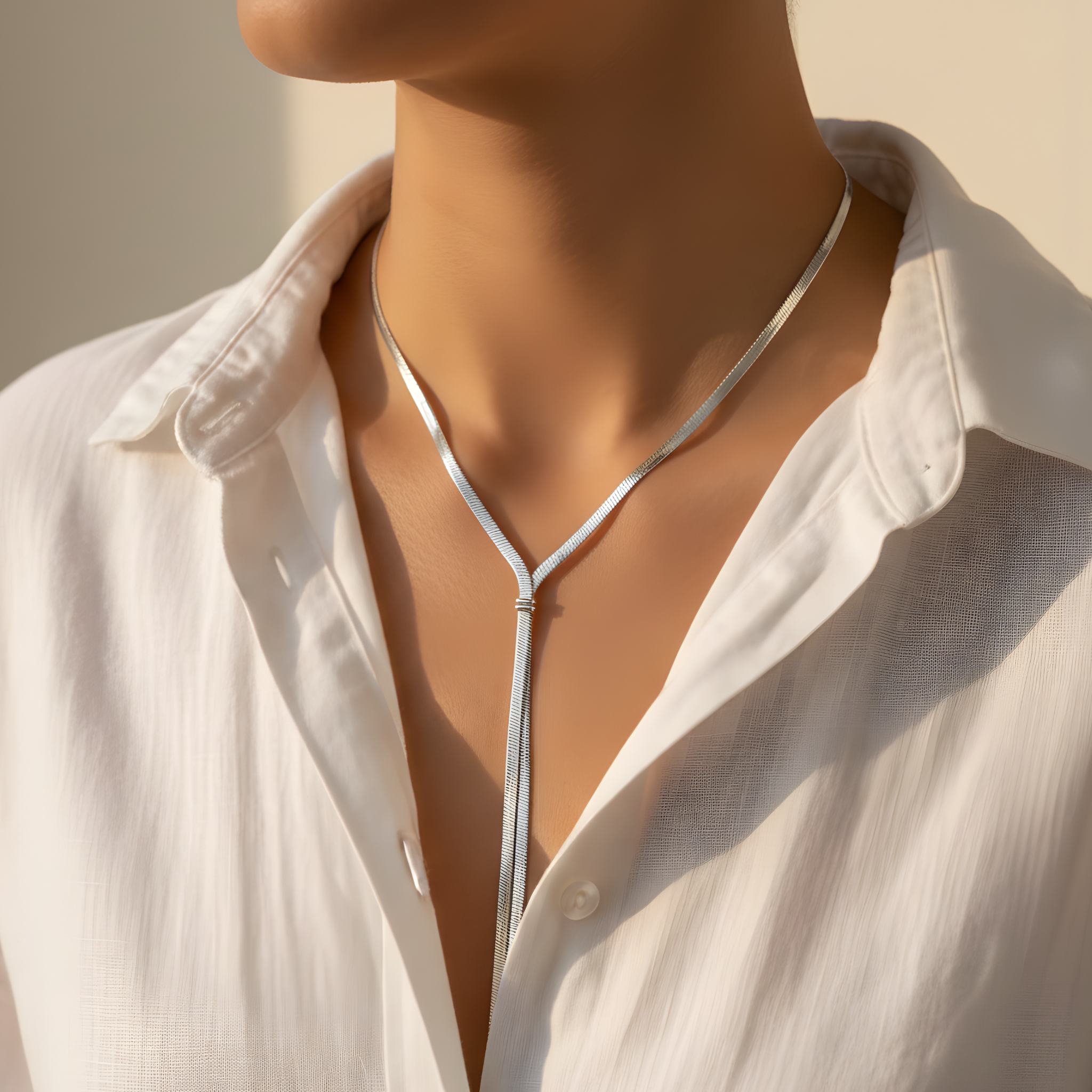 Collier argent multi-rangs avec médaillon rond minimaliste