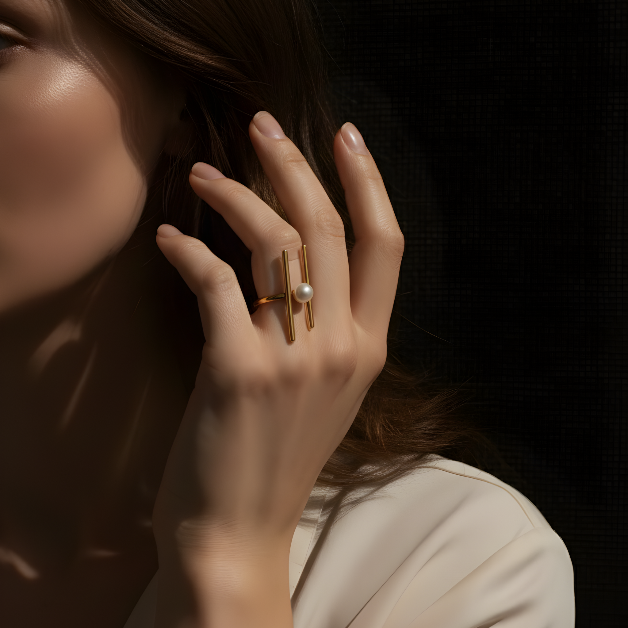 Bague design croisé acier inoxydable