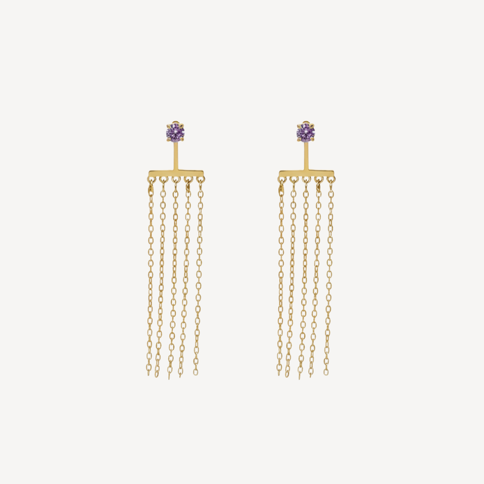 Boucles D'oreilles Lina Chaînette pendante Doré