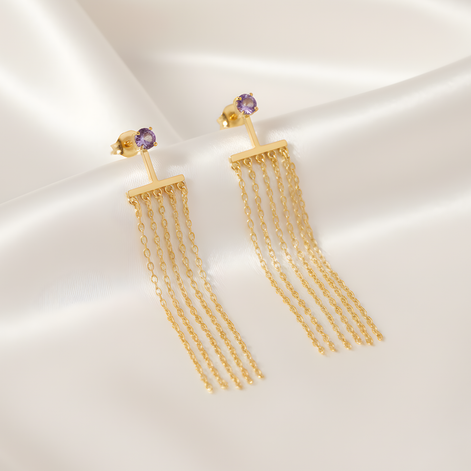 Boucles D'oreilles Lina Chaînette pendante Doré