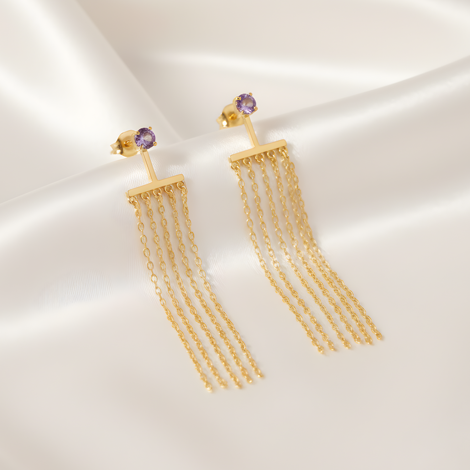 Boucles D'oreilles Lina Chaînette pendante Doré