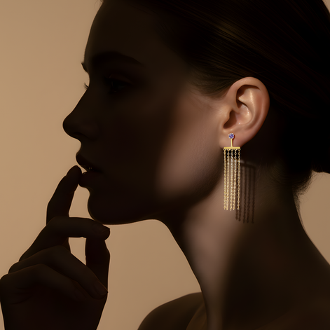 Boucles D'oreilles Lina Chaînette pendante Doré