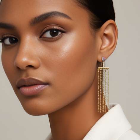 Boucles D'oreilles Lina Chaînette pendante Doré