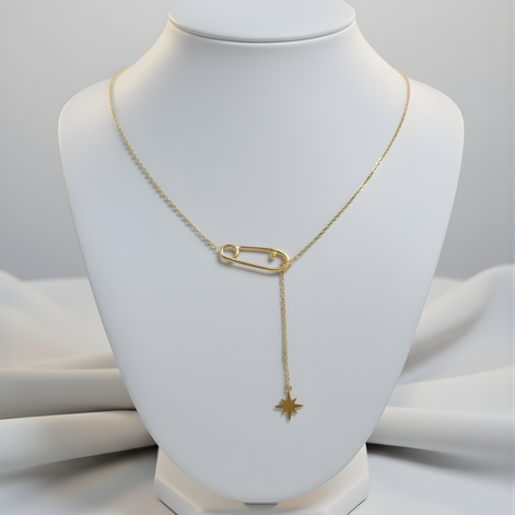 Colliers Fin Hunter Epingle Star En Acier Doré