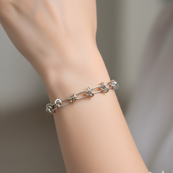 Bracelet chaîne argenté en acier 316.