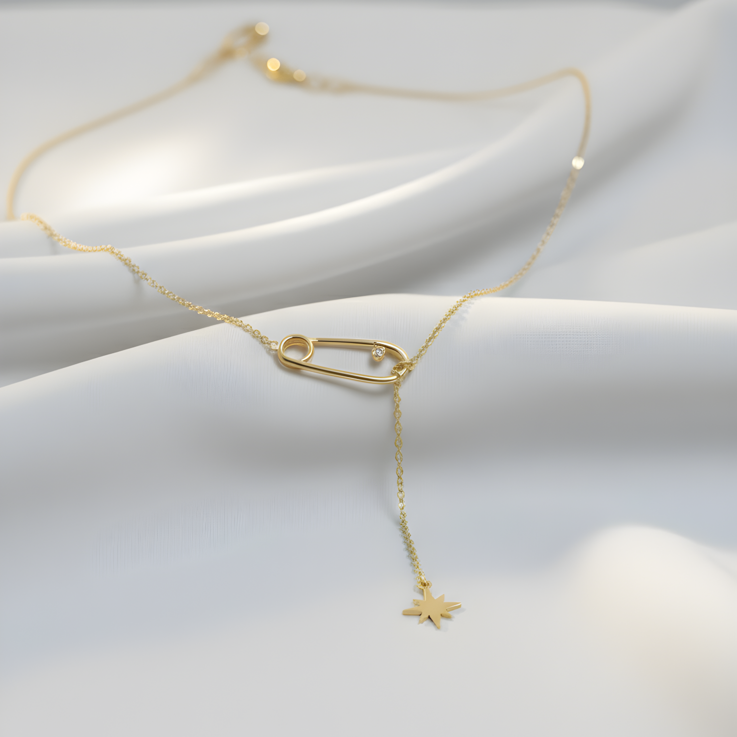 Colliers Fin Hunter Epingle Star En Acier Doré