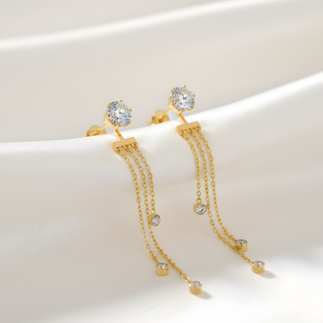 Boucles D'oreilles Inaya Chaînette En Acier Doré