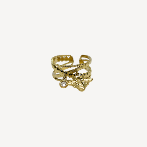 Bague dorée charms multiples élégante