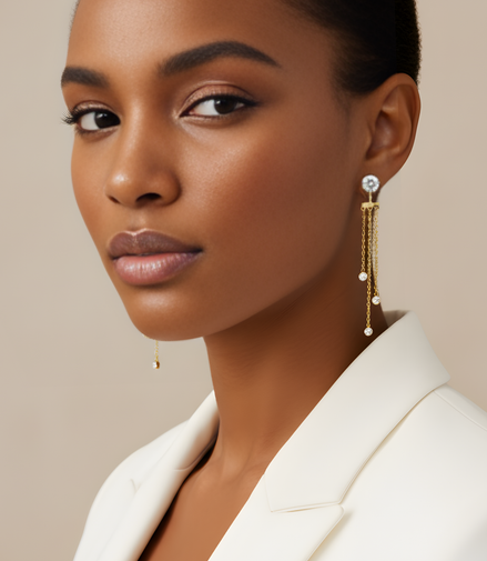 Boucles D'oreilles Inaya Chaînette En Acier Doré