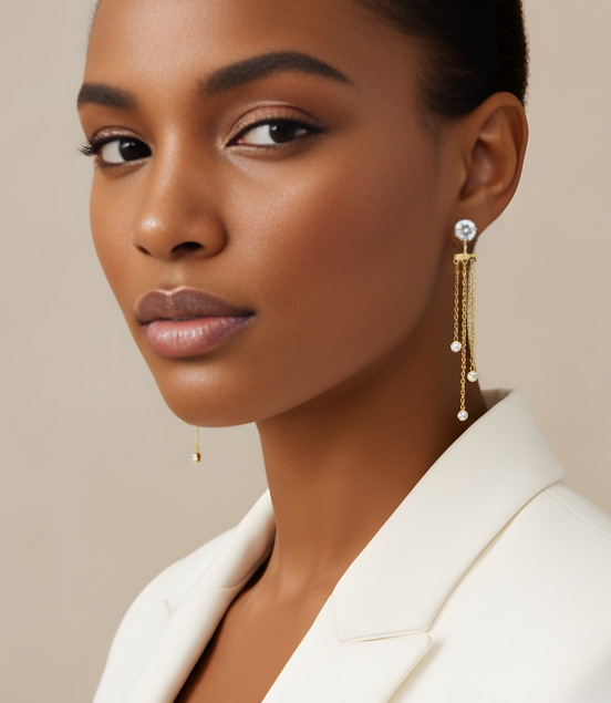 Boucles D'oreilles Inaya Chaînette En Acier Doré