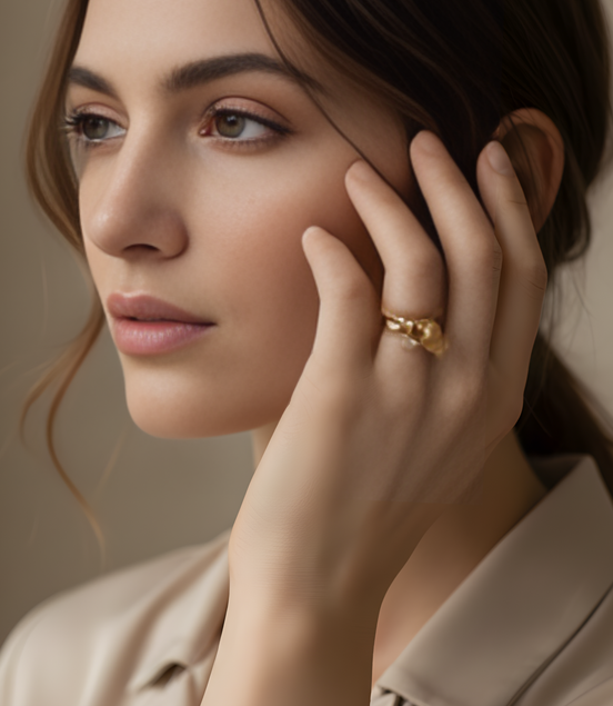 Anneau doré décoré de pendentifs