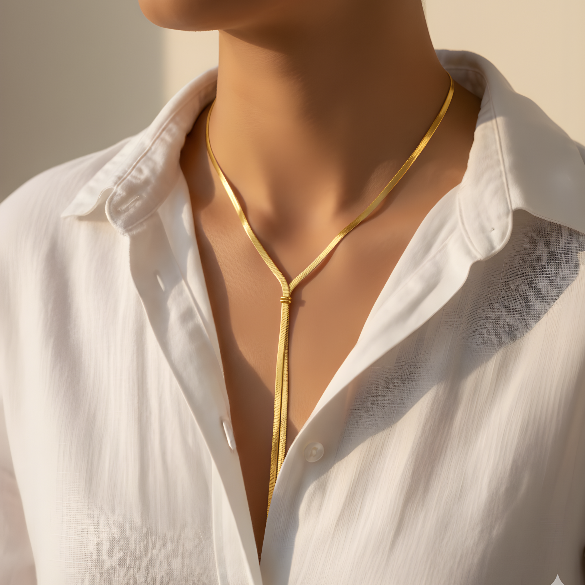 Collier doré double chaîne serpent