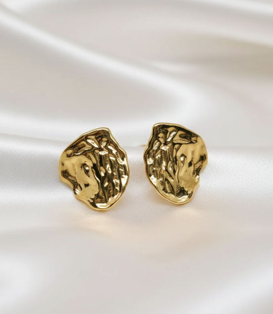 Boucles d'Oreilles Puces Ondulation Dorée Liss