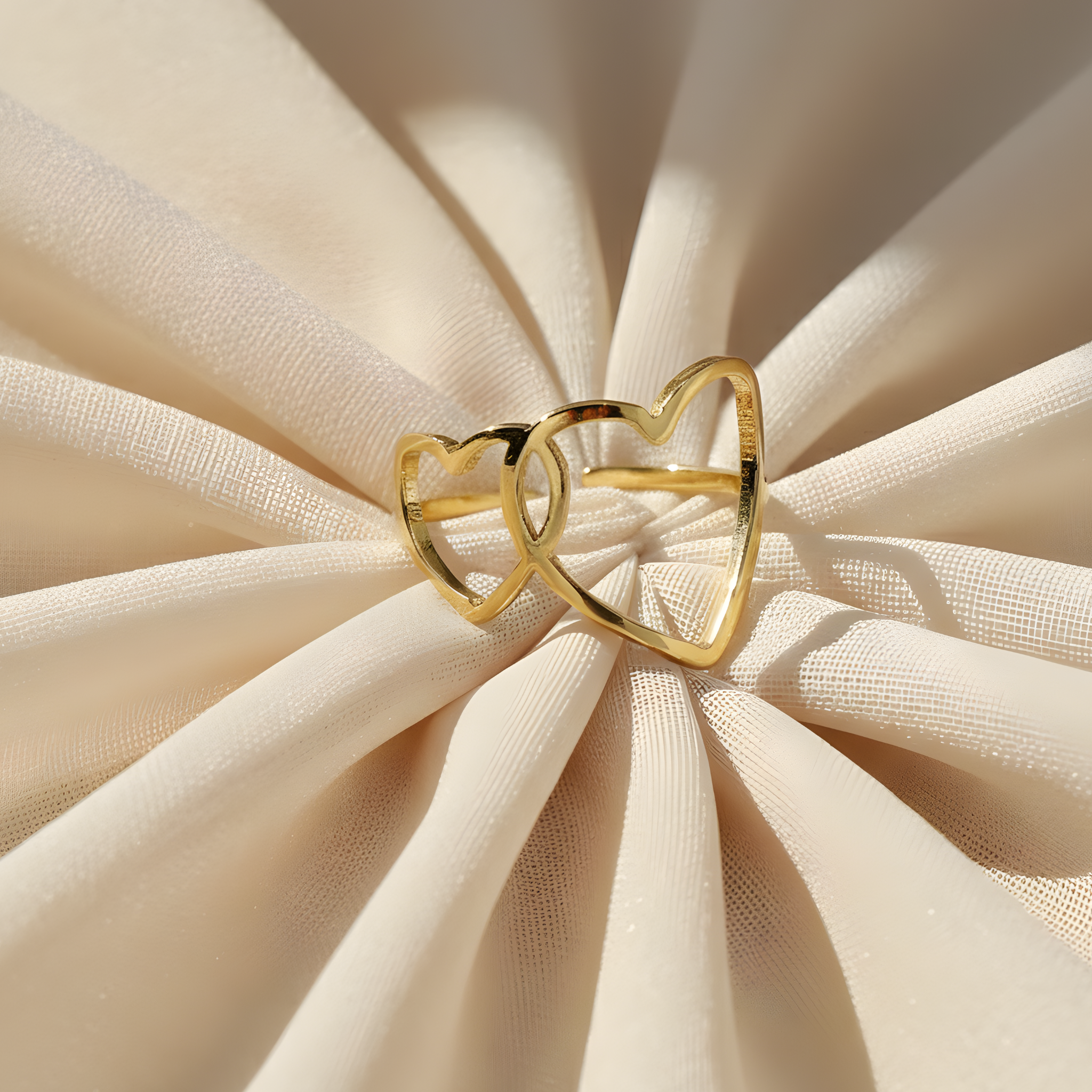 Double bague coeur or jaune