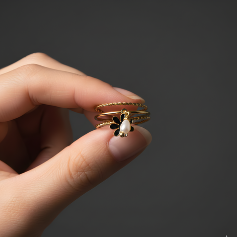 Bague Ajustable Brooke Perla En Acier Doré