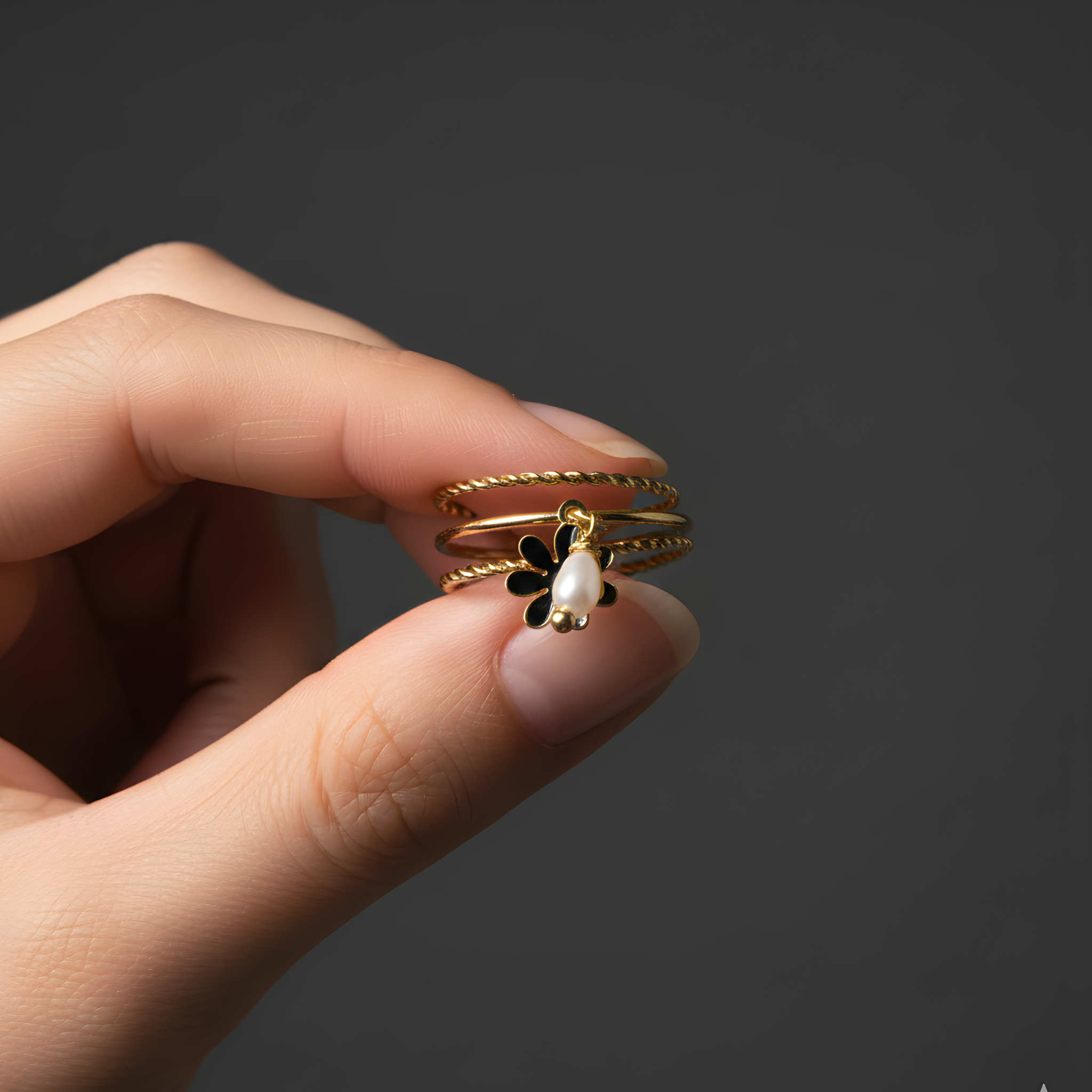 Bague Ajustable Brooke Perla En Acier Doré