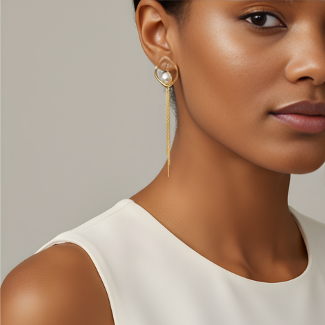 Boucles D'oreilles Pendantes Cynthia Perle d'Acier