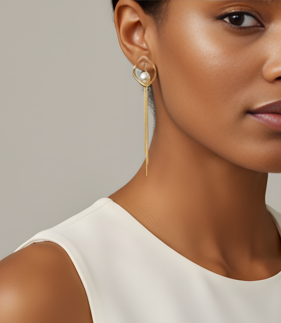 Boucles D'oreilles Pendantes Cynthia Perle d'Acier