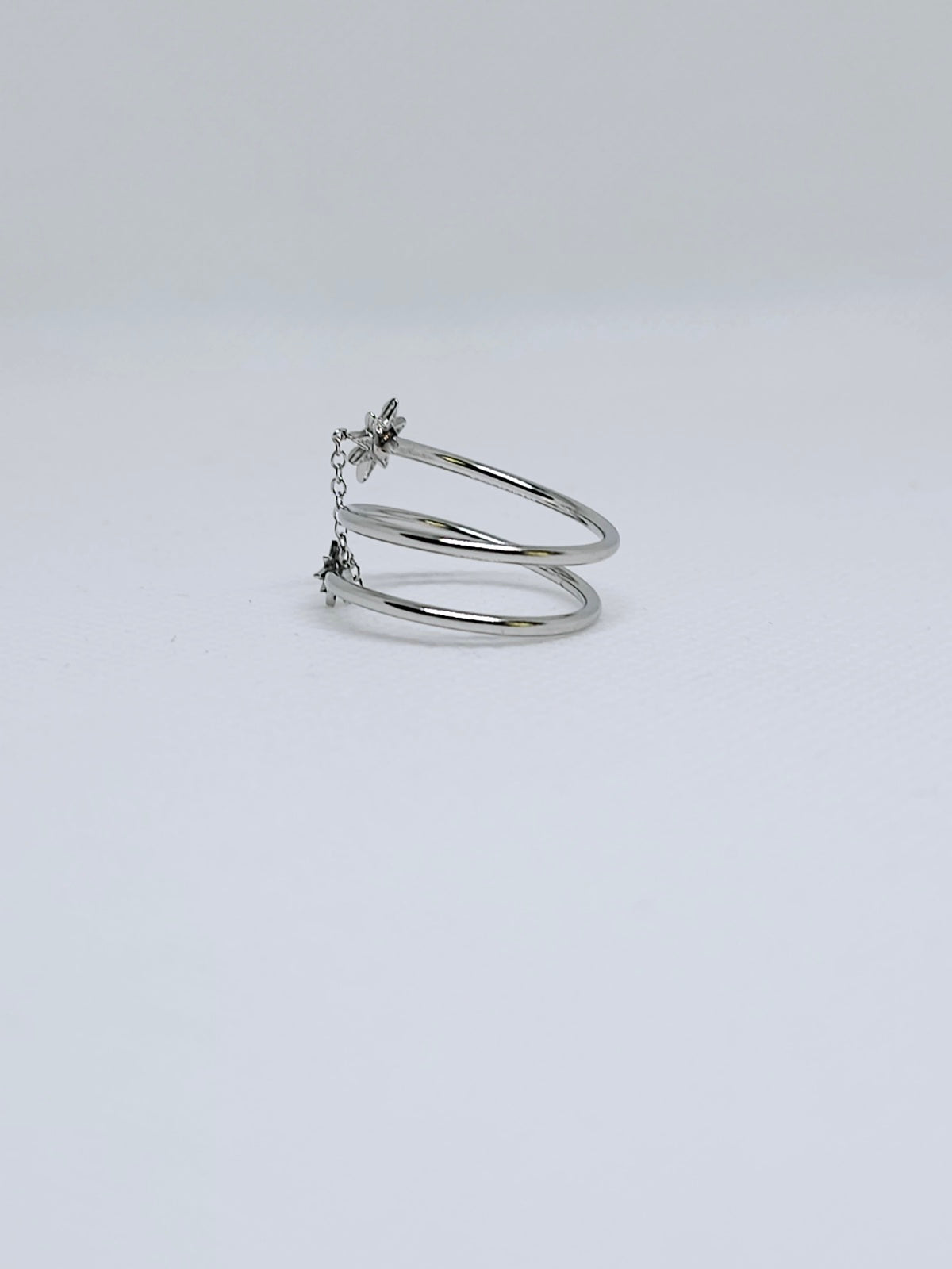 Silver star chain adjustable ring jewelry