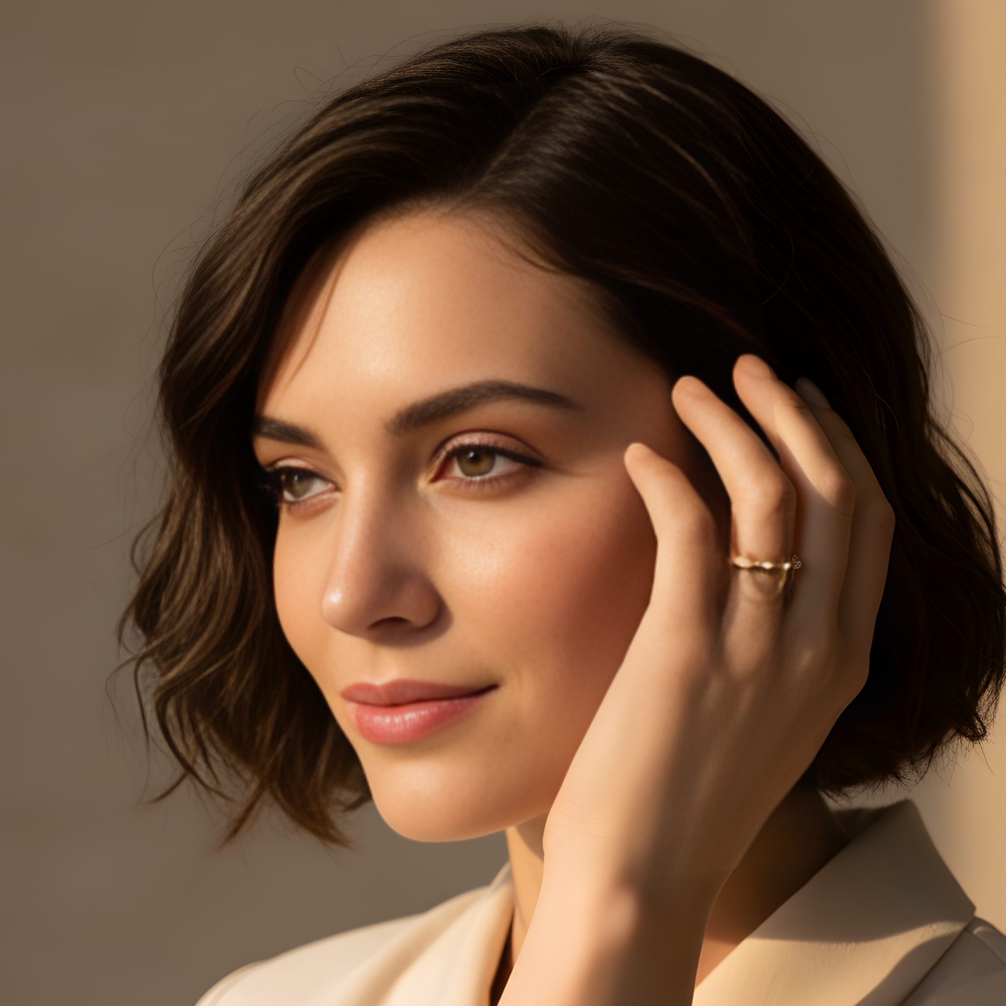 Anneau doré délicat motif impérial