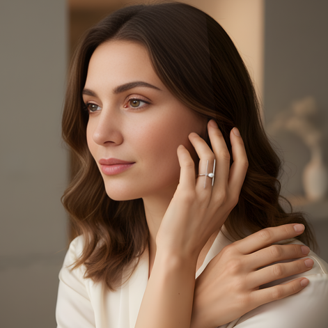 Anneau minimaliste doré perle blanche