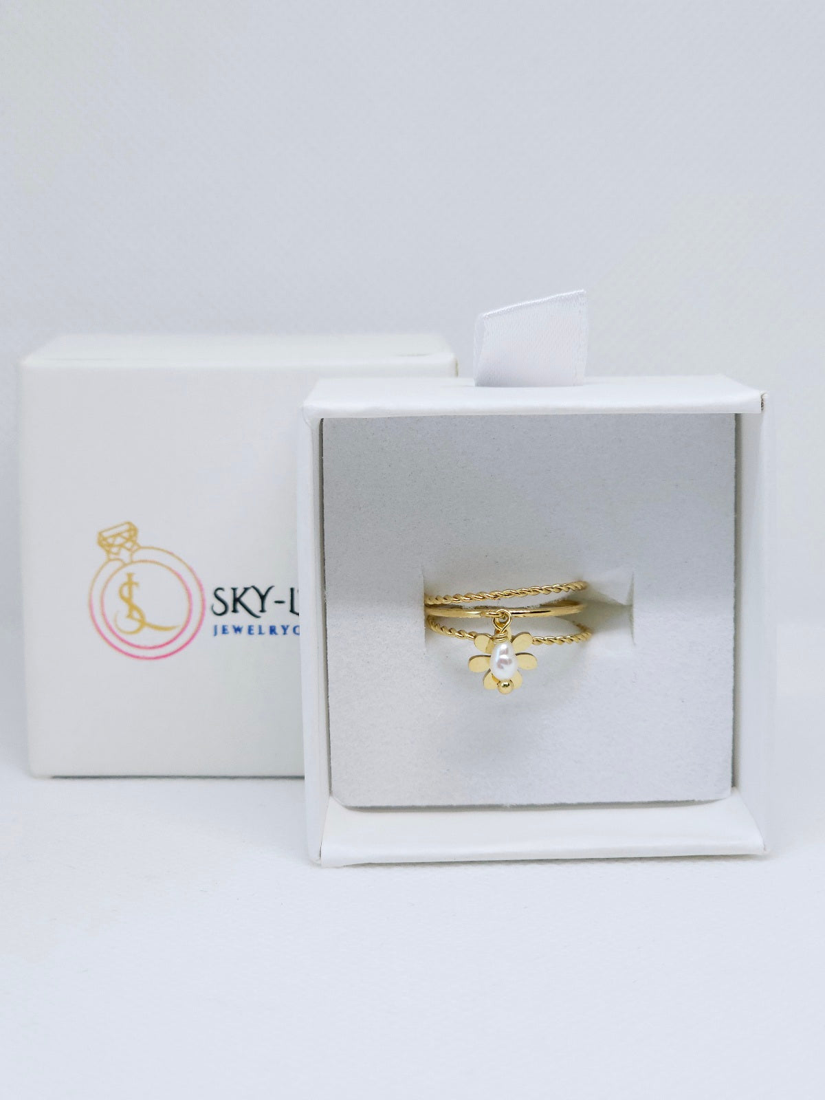 Bague Ajustable Brooke Perla En Acier Doré
