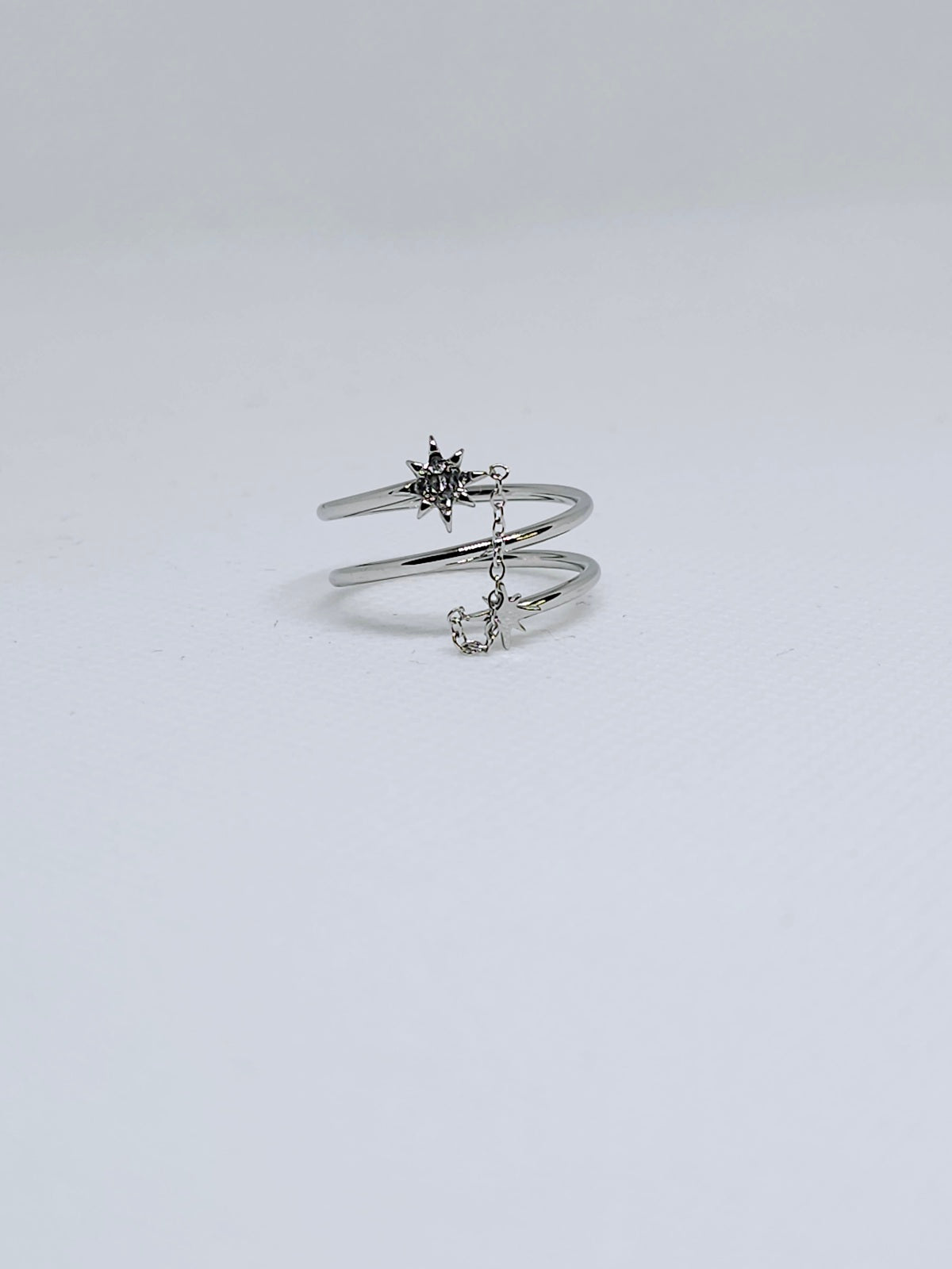 Silver star chain adjustable ring jewelry
