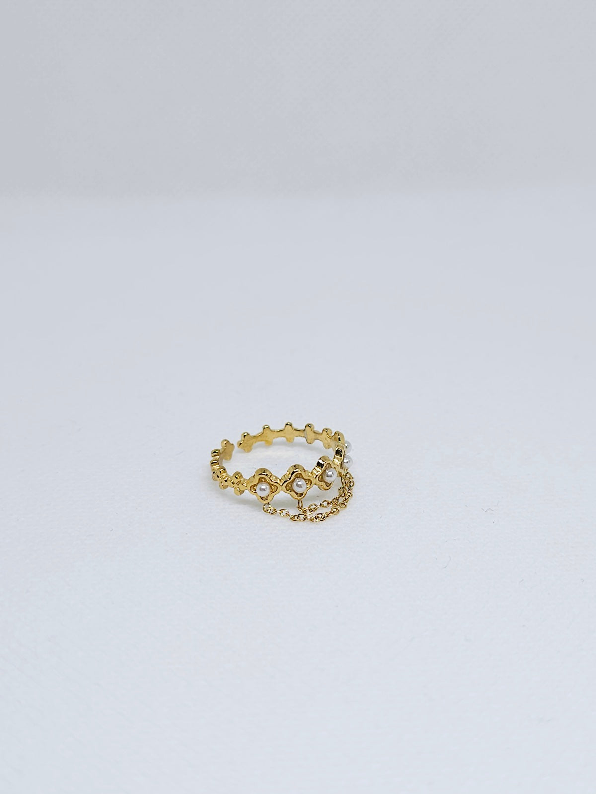 Bague Diadème Impériale Tiara dorée avec perles