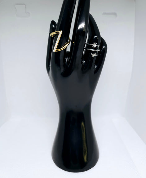 Silver star chain adjustable ring jewelry