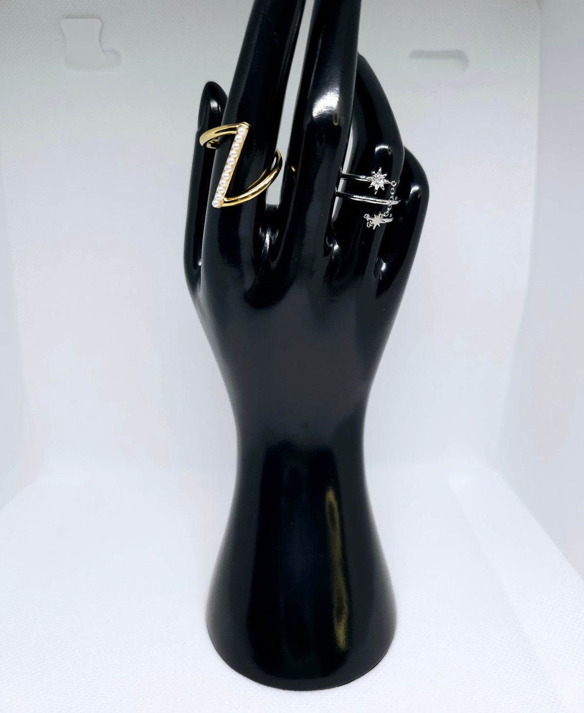 Silver star chain adjustable ring jewelry