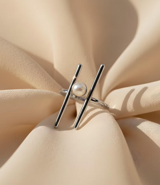 Bague moderne croix acier inoxydable